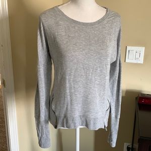 Yogalicious Long Sleeve Size Zip Crewneck Sweatshirt Top In Gray Size Large